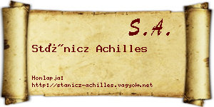Stánicz Achilles névjegykártya